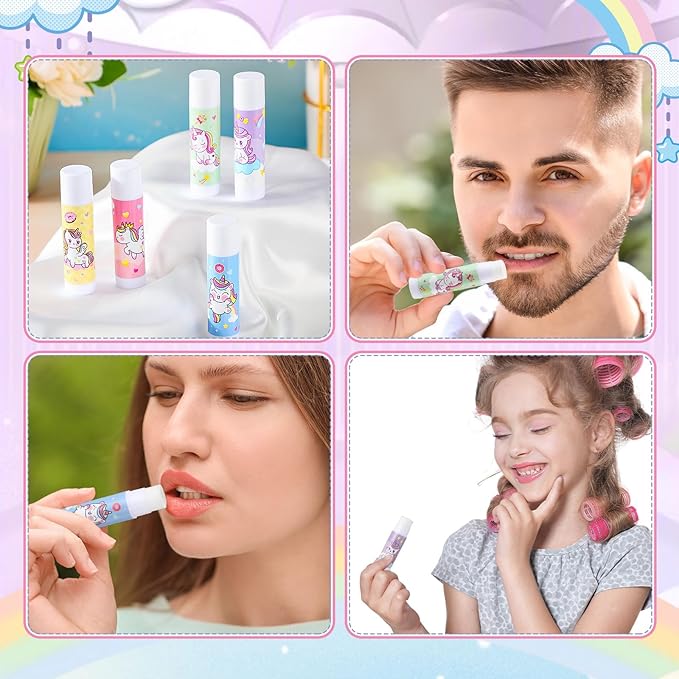 100 Pcs Unicorn Party Favors Lip Balms Bulk for Kids Birthday Party Moisturizing Lip Balm for Unicorn Themed Celebration Gifts Lip Care Products for Classroom Rewards Favor Party Supplies-FemmiqueWomen