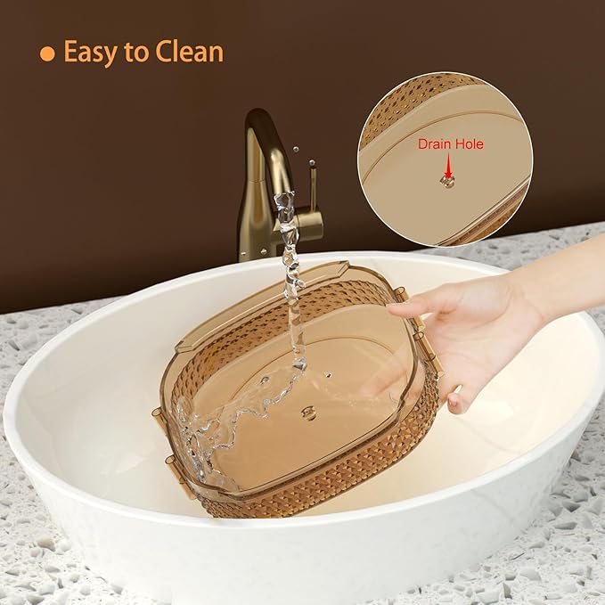 Awenia Rotating Makeup Organizer 360, Stackable Adjustable Large Capacity Cosmetic Storage Unit,Dresser Bathroom Kitchen Countertop Organizer with Metal Handle, Plus Size (Honorable Gold, 2 Tier)-FemmiqueWomen