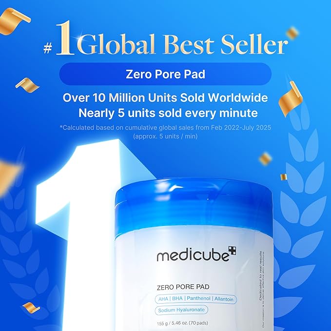 Medicube Zero Pore Pads 2.0, Dual-Textured Facial Toner Pads for Exfoliation and Pore Care with 4.5% AHA Lactic Acid & 0.45% BHA Salicylic Acid, Ideal for All Skin Types, Korean Skin Care (70 units)-FemmiqueWomen