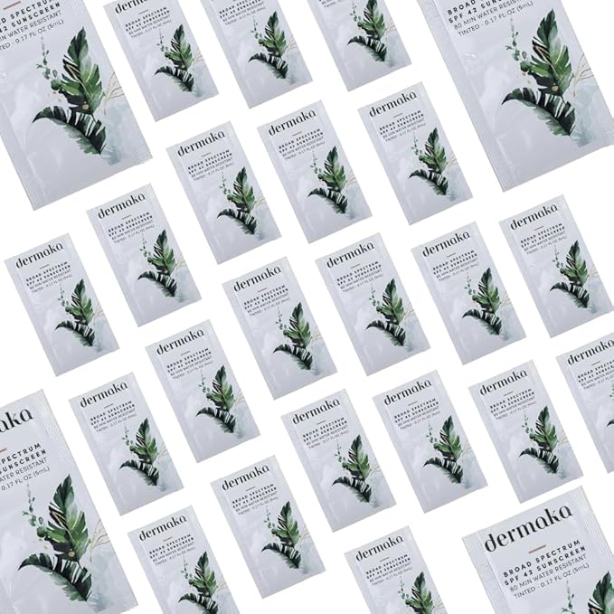 Mineral Tinted Sunscreen SPF 42 for Face – 5ml 25 Packets with Zinc Oxide & Titanium Dioxide – Water Resistant 80 Min – Moisturizes & Soothes – Beach Must Haves, Travel Essentials, Party Favor-FemmiqueWomen