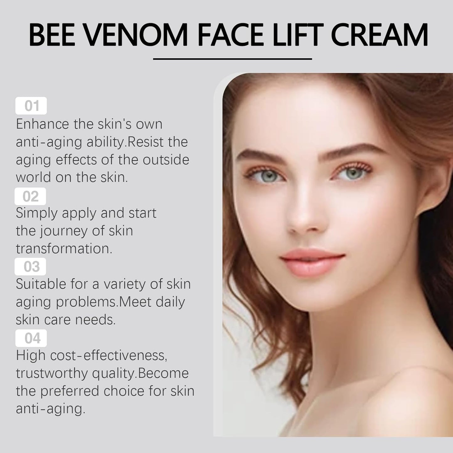 Bee Venom Cream, Bee Venom Face Lift Cream with Airless Pump - Wrinkle Removal & Firming, Moisturizing, Lifting & Recovery - for All Skin Types - 1.76 Oz-FemmiqueWomen