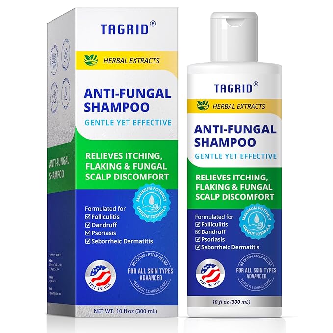 TAGRID Anti-Fungal Shampoo 300mL – Scalp Treatment for Psoriasis, Seborrheic Dermatitis, Folliculitis, Dandruff & Itchy Flaky Scalp – Soothing Plant-Based Formula for Men & Women-FemmiqueWomen