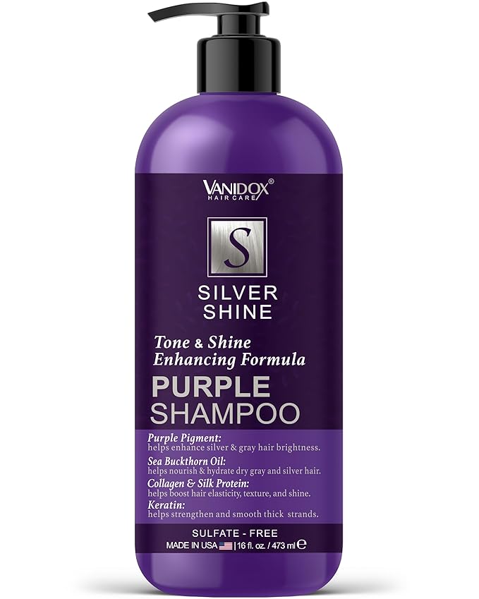 Brass Toning Purple Shampoo for Grey and Silver Hair, Infused with Purple Pigment, Sulfate Free Shampoo for Gray and Silver Hair (16 fl oz)-FemmiqueWomen