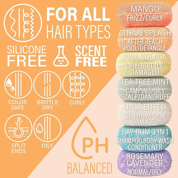 Shampoo Bar, Natural, Made in USA, Up to 60 Washes, Vegan, Sulfate Free, Mango, 2.2 Ounce, Shampoo Bar All Hair-FemmiqueWomen