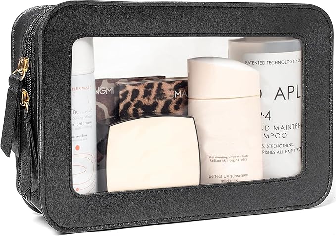 Clear Makeup Bag Small, TSA Approved Portable Toiletry Bag with Zipper Cosmetic Travel Bag Makeup Organizer Case Mini Makeup Pouch for Purse Car Organizer Bag for Women Men-FemmiqueWomen
