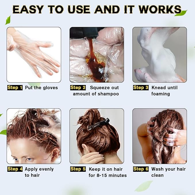 Dark Brown Hair Dye Shampoo 3 in 1 for Gray Coverage for Women Instant Natural Hair Color Shampoo Semi Permanent 500ML - Champu Para Canas Mujer-FemmiqueWomen