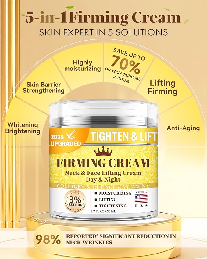 3% Retinol Cream Face Moisturizer, Anti Aging Neck Firming Cream with Collagen, Day & Night Face Cream with Hyaluronic Acid, Lifting & Tightening Wrinkle for Women & Men (1.51 Fl Oz (Pack of 1))-FemmiqueWomen