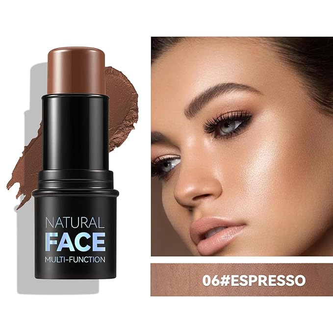 3pcs Face Contour Stick Makeup Set, Highlighter Stick Blush Stick Cream Contour Kit with Brush, Contouring Stick for Fair Skin, Concealer Makeup Stick Gift for Beginner Women Teen Girls-FemmiqueWomen