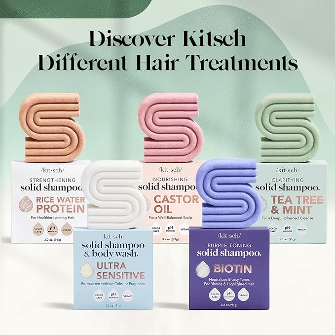 Kitsch Rosemary & Biotin Shampoo Bar - For Hair Growth, Strengthening, Thickening & Volumizing Shampoo for Women and Men - Free of Parabens, Sulfates & Silicones - Made in USA - 3.2 oz-FemmiqueWomen