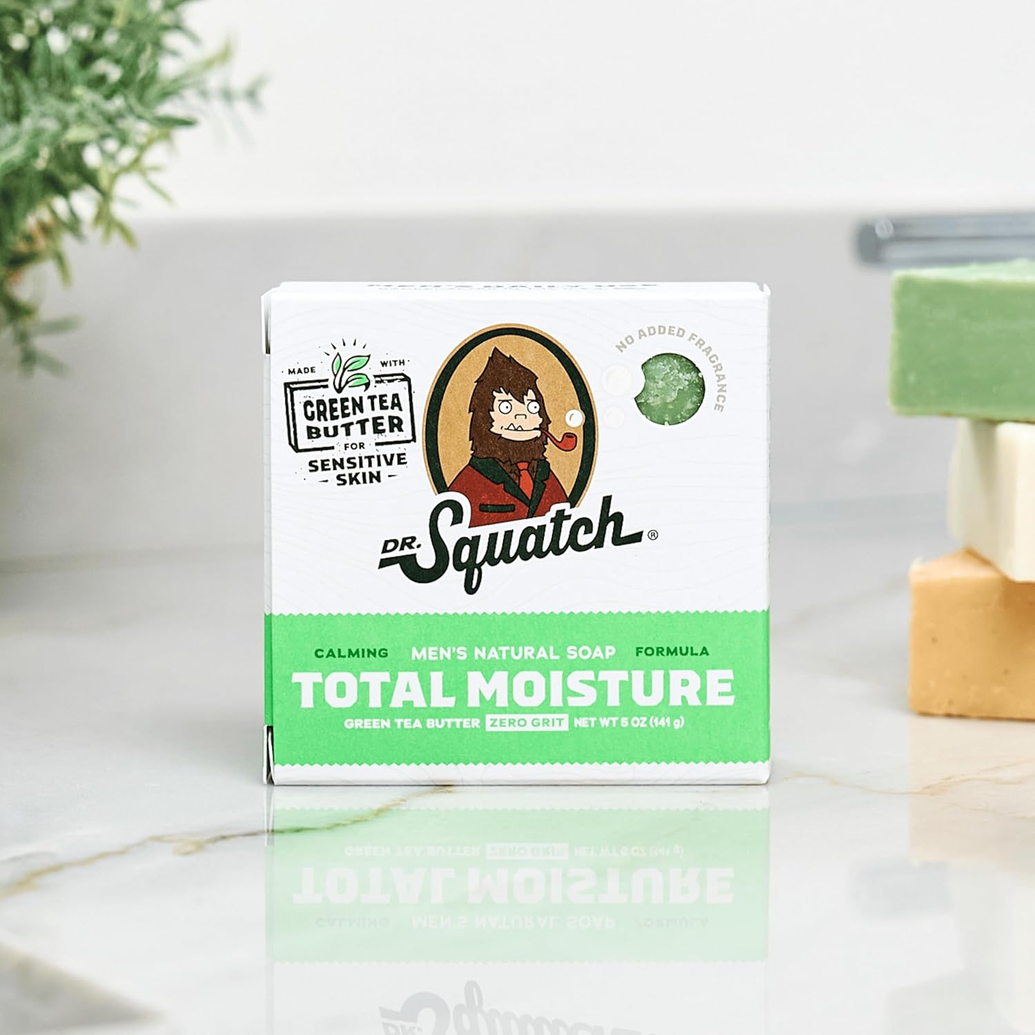 Dr. Squatch NEW Total Moisture Bar Soap for Men - No Added Fragrance Formulated for Sensitive Skin - Green Tea Butter (5 oz, 3-pack)-FemmiqueWomen