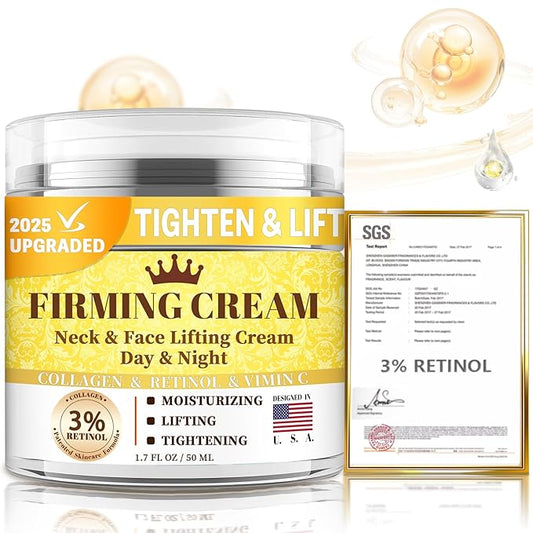 3% Retinol Cream Face Moisturizer, Anti Aging Neck Firming Cream with Collagen, Day & Night Face Cream with Hyaluronic Acid, Lifting & Tightening Wrinkle for Women & Men (1.51 Fl Oz (Pack of 1))-FemmiqueWomen