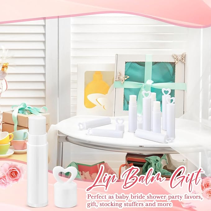 100 Pcs Lip Balm Bulk Heart Shape Lip Balm Jasmine Scented Beeswax Lip Balm Moisturizing Lip Balm Add Your Own Labels for Teacher Baby Shower Coworkers Friend Gift-FemmiqueWomen