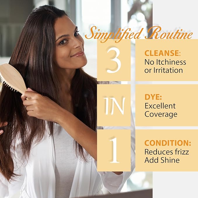 Dark Brown Hair Dye Shampoo for Gray Hair, Natural Color Shampoo Hair Dye for Women & Men, Hair Instant Dye Shampoo Colors Hair in Minutes, Champu Para Canas, 3-in-1 Shampoo for Dyeing Gray, 500 Ml-FemmiqueWomen