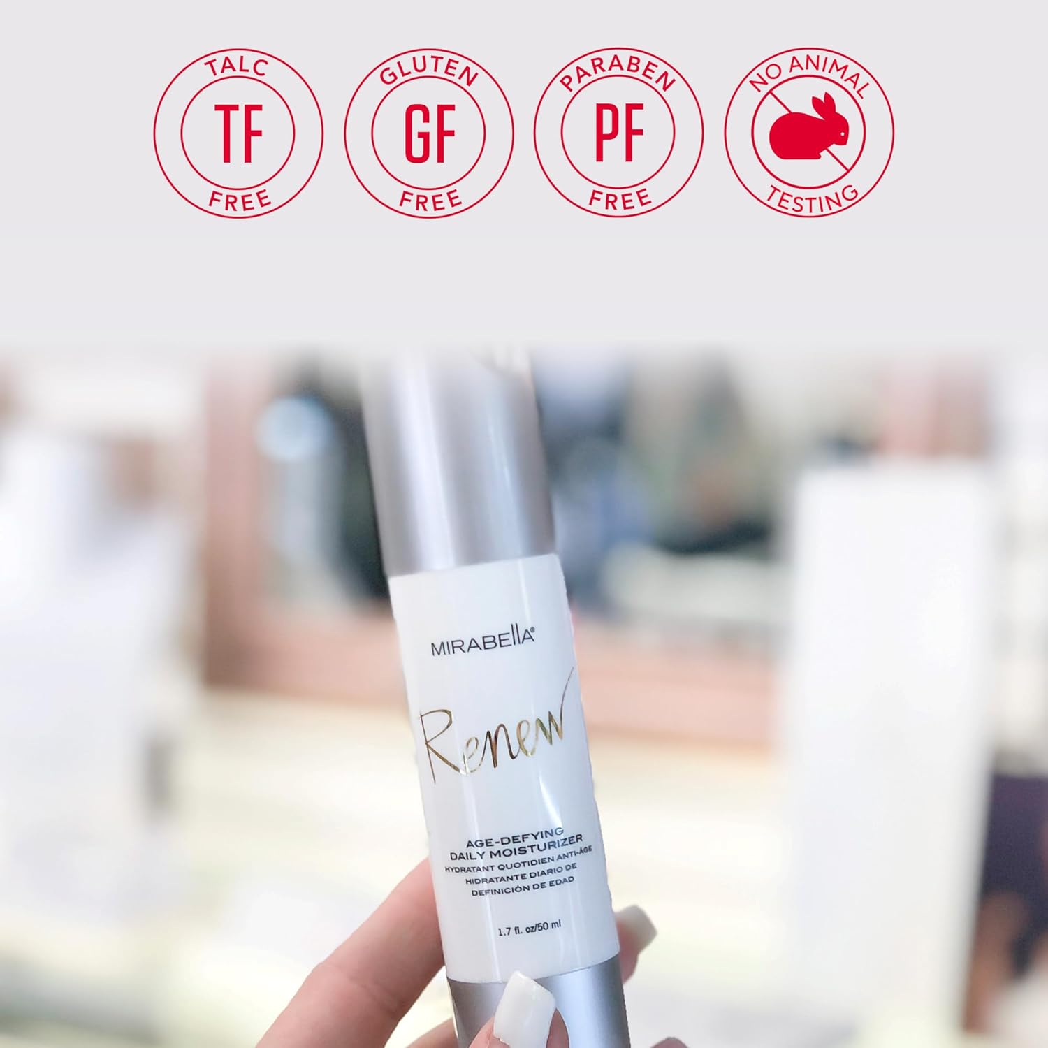 Mirabella Renew Age-Defying Daily Moisturizer for Face, Hydrating Face Moisturizer Helps Reduce Appearance of Fine Lines, Wrinkles and Dark Spots with Peptides, Hyaluronic Acid, and Antioxidants-FemmiqueWomen