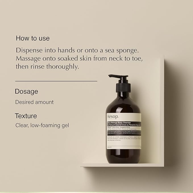 Aesop Citrus Melange Body Cleanser | Gentle Low-Foaming Gel Cleanser For Skin | Citrus Aroma with Botanical Extracts | 16.9 oz / 500 mL-FemmiqueWomen
