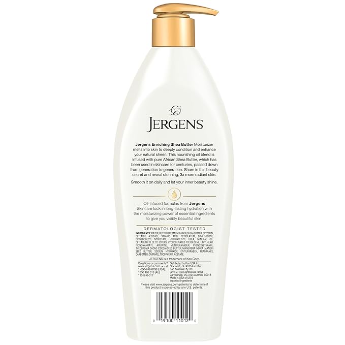 Jergens Shea Butter Hand and Body Lotion, Deep Conditioning Moisturizer, 3X More Radiant Skin, with Pure Shea Butter, Dermatologist Tested, 16.8 Oz, Pack of 3-FemmiqueWomen