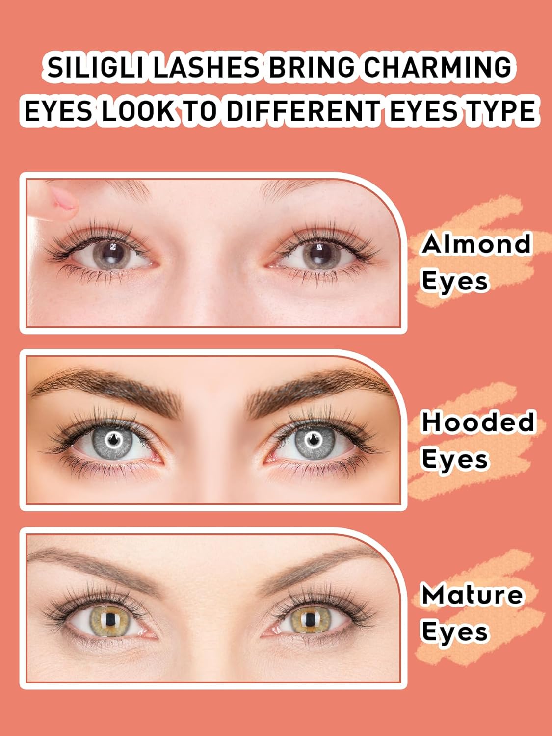 Lashes Cat Eye 15mm False Eyelashes Natural Lashes Strips Thin Band Wispy Lash Pack 3D Volume Fake Eyelash Curly 7 Pair Siligli-FemmiqueWomen