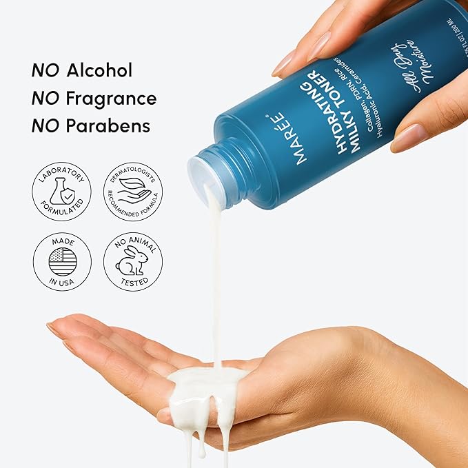 MAREE Hydrating Milky Toner for Face - Rice Toner with Niacinamide & Collagen - Skin Barrier Repair Hydrating Toners for Face - Milk Toners Essence - PDRN, Hyaluronic Acid, Ceramides - Tonico Facial-FemmiqueWomen