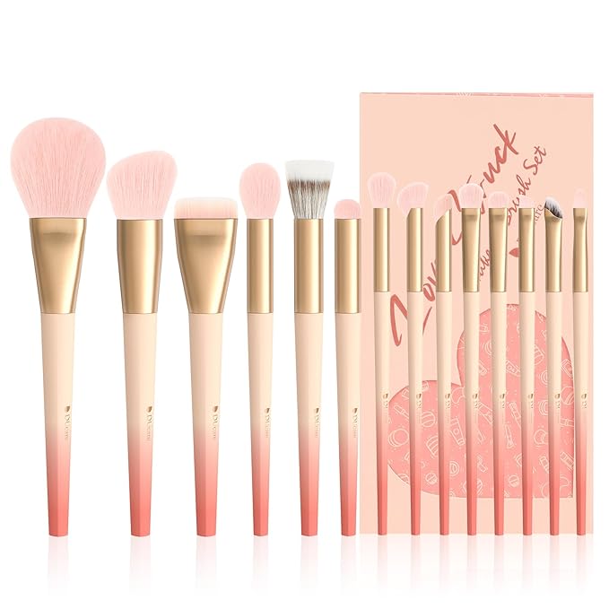 DUcare Makeup Brushes Set 14Pcs Love Struck Makeup Brush Set Premium Synthetic Kabuki Foundation Blending Face Powder Blush Concealers Eye Shadows Brushes-FemmiqueWomen