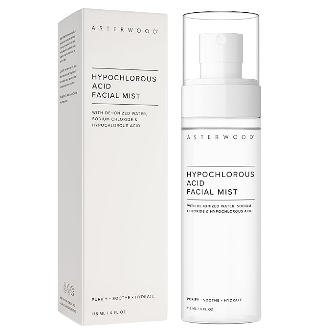 Asterwood Hypochlorous Acid Spray for Face - Targets Acne, Redness, Irritation - Multi-Purpose Skin Repair - Antibacterial, Antimicrobial - After Gym/Post-Workout Facial Mist - 4 Fl Oz-FemmiqueWomen