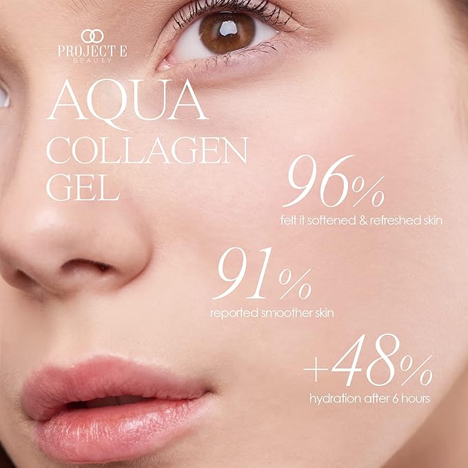 Project E Beauty Aqua Collagen Gel 24-Hour Hydration | Anti-Aging Brightening Treatment | Hydrating & Moisturizing Facial Skincare | Anti-Wrinkle Body Lotion | For Dry or Rough Skin | 50ml-FemmiqueWomen