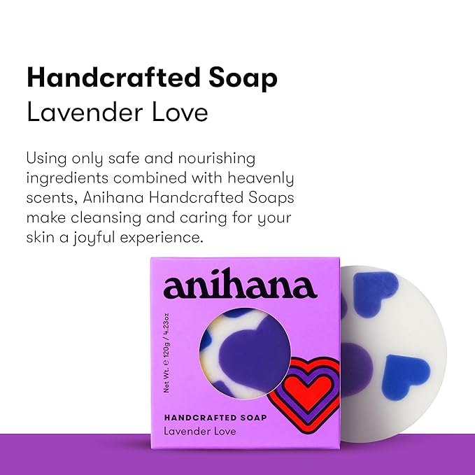 ANIHANA Handcrafted Natural Soap with Coconut Oil, Gentle Cleansing, Paraben Free, Refreshing Lavender Love Scent, 4.23 oz-FemmiqueWomen