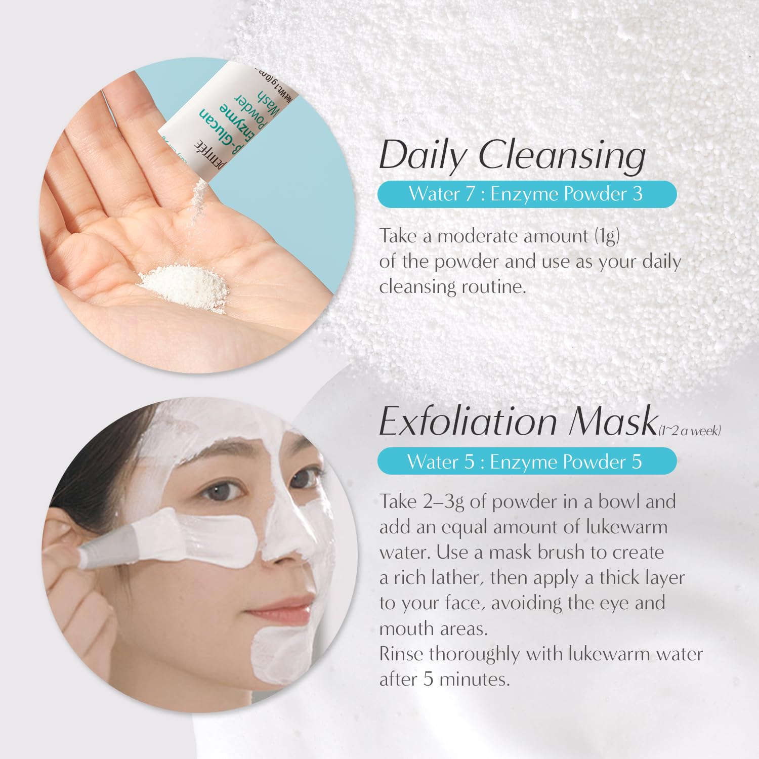 Petitfee B-Glucan Enzyme Wash 1g*20ea - Facial Cleanser, Cleansing Powder with Papaya Extract Papain, Rice Extract for Mild, Daily Exfoliation, Powder Soap, Cleansing Mask, Travel Size-FemmiqueWomen