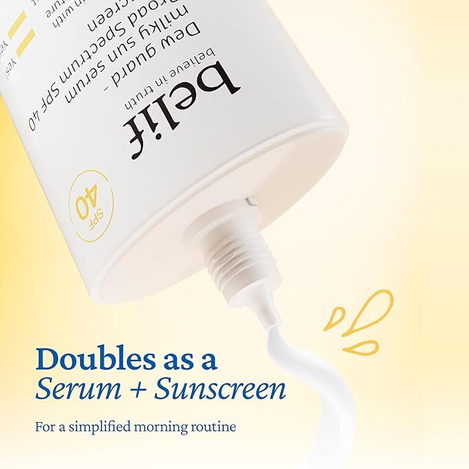 belif Milky Niacinamide Sunscreen SPF 40 – Lightweight & Invisible Sun Serum for Face with 7 Types of Hyaluronic Acid | No White Cast, Non-Comedogenic, Hydrating, Makeup-Gripping Primer (1.69 fl.oz)-FemmiqueWomen