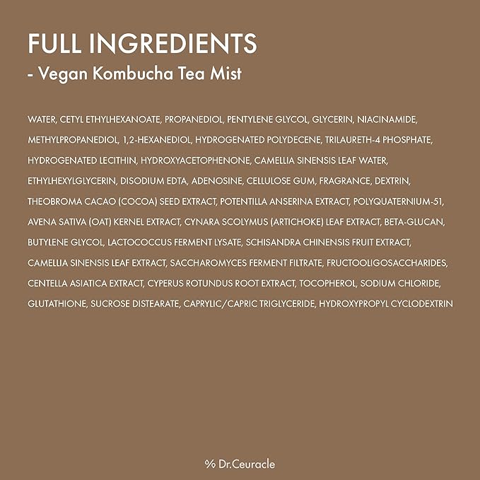 Dr.Ceuracle Vegan Kombucha Tea Mist - Hydrating Face Mist, Portable Milky Spray Serum, Korean Skincare (80 ml / 2.70 fl. oz.)-FemmiqueWomen