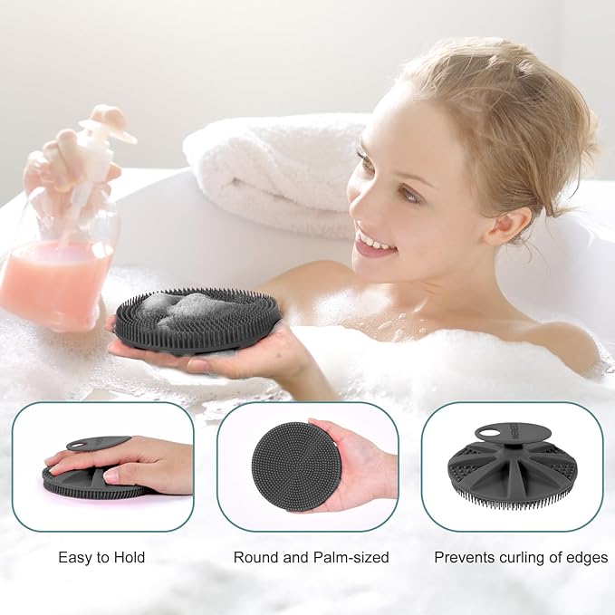 Long Handle Back Scrubber Silicone Body Scrubber Nice Foaming Shower Brushing Exfoliating and Massaging