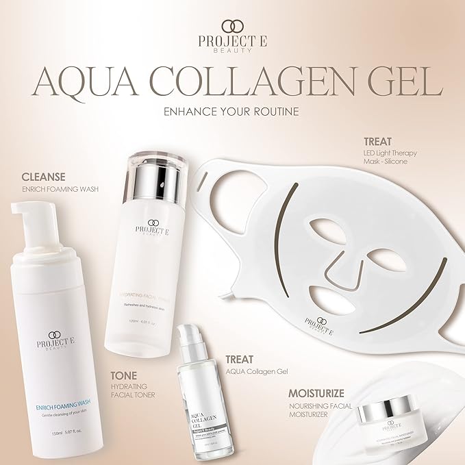 Project E Beauty Aqua Collagen Gel 24-Hour Hydration | Anti-Aging Brightening Treatment | Hydrating & Moisturizing Facial Skincare | Anti-Wrinkle Body Lotion | For Dry or Rough Skin | 50ml-FemmiqueWomen