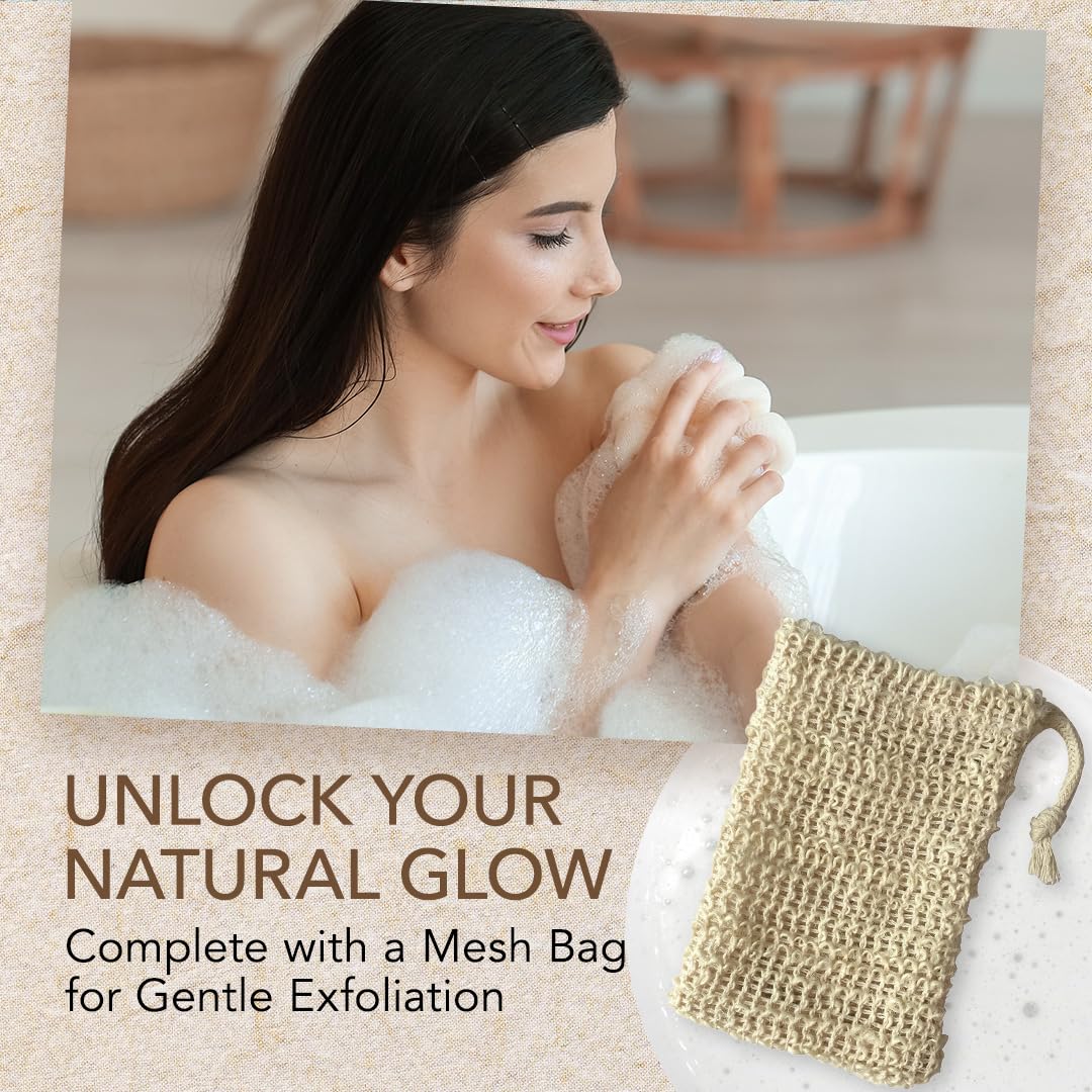 O Naturals 3-Pcs Goat Milk Soap with Soap Saver Bag - Unscented, Triple-Milled, Nourishing, for Sensitive Skin-FemmiqueWomen