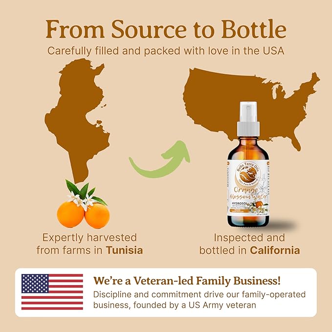 Bella Terra Oils - Organic Neroli Water 4oz - Naturally Distilled Orange Blossom Mist for a Refreshing Glow-FemmiqueWomen