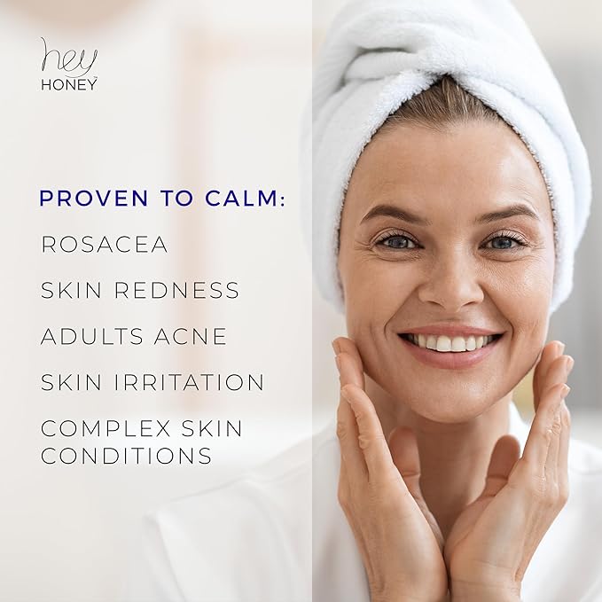 Hey Honey Skincare Relax, Instant Rosacea Treatment & Face Redness Relief - Dermatologically Tested Calming Moisturizer for Sensitive Skin Oil- Free with Honey & Propolis Anti-Aging Benefits | 2.2 Oz-FemmiqueWomen