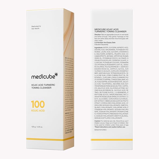 medicube Kojic Acid Turmeric Whip Cleanser | Daily Facial Cleanser for Brightening, Balancing Skin Tone & Texture | Fade Appearance of Uneven Patches & Ideal for Use After Spot Care | Korean Skincare-FemmiqueWomen