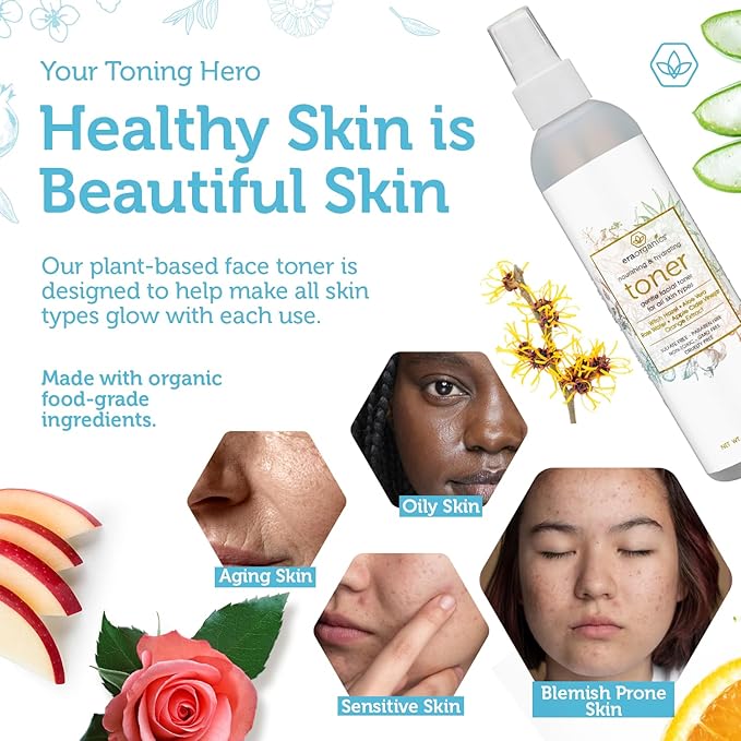 Era Organics Hydrating Toner for Face - Refreshing and Balancing Anti Aging Facial Mist with Rose Water, Apple Cider Vinegar, Witch Hazel-FemmiqueWomen
