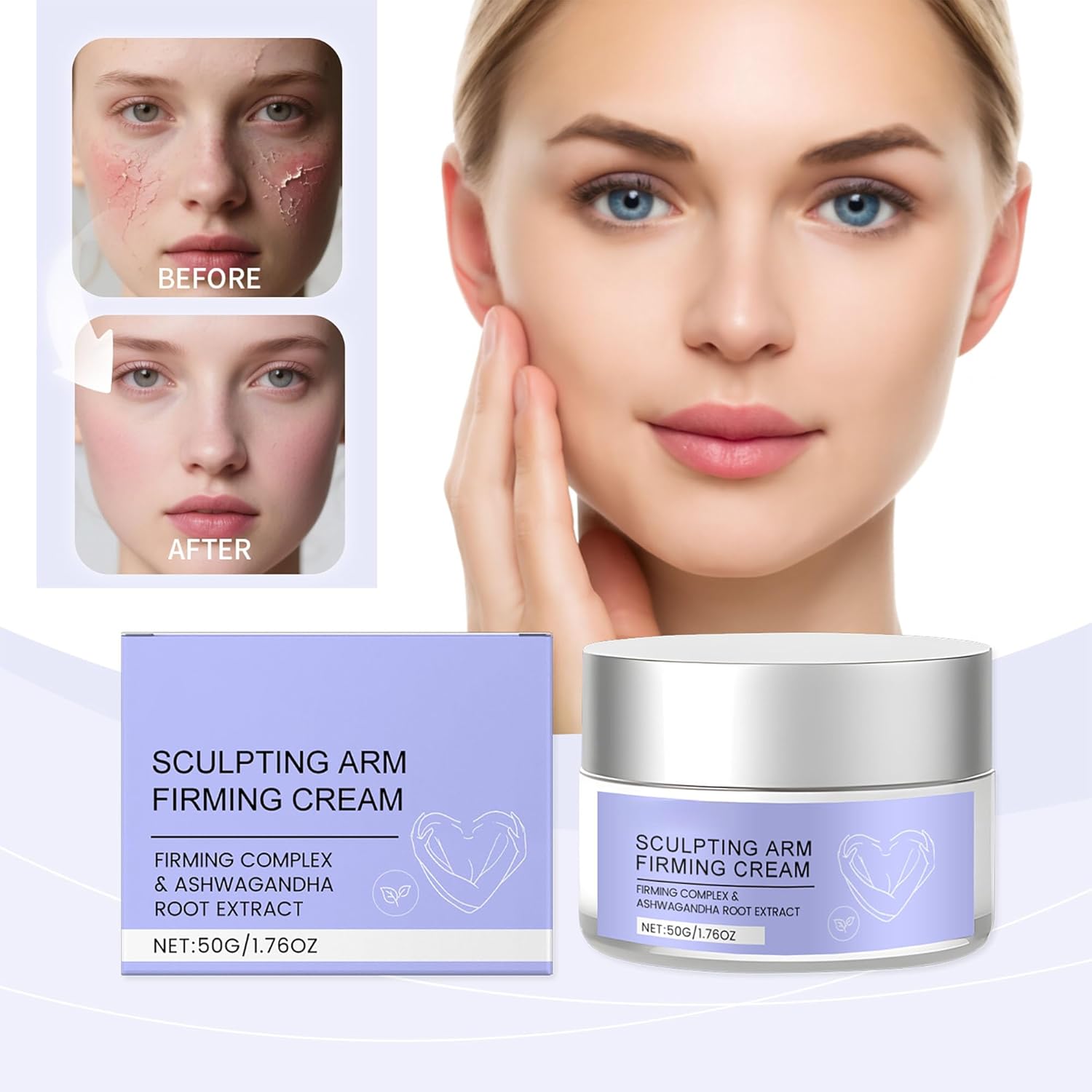 Arm Firming Cream, Face Moisturizing Cream, with Hyaluronic Acid & Retinol, Deeply Moisturizing & Firming & Lifting Skin, Lightening Wrinkles, Brightening Skin, 1.76 OZ, for All Skin Types.-FemmiqueWomen