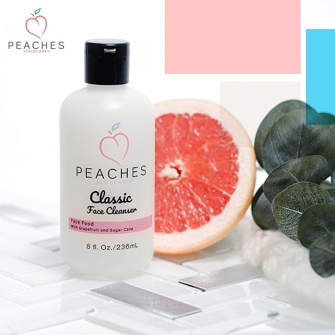 Hydrating Facial Cleanser – Gentle Daily Face Wash with Grapefruit, Sugar Cane, and Gotu Kola – Lightly Exfoliating Vegan Formula for All Skin Types – Classic Cleanser (8 oz)-FemmiqueWomen