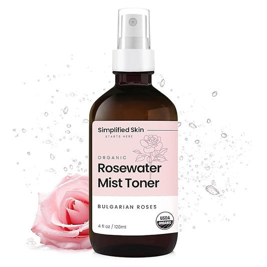 Rose Water Spray for Face & Hair - Organic USDA Certified Rosewater Facial Toner - Alcohol-Free Makeup Setting Hydrating Face Mist - Anti-Aging Toner Spray - 4 Oz-FemmiqueWomen