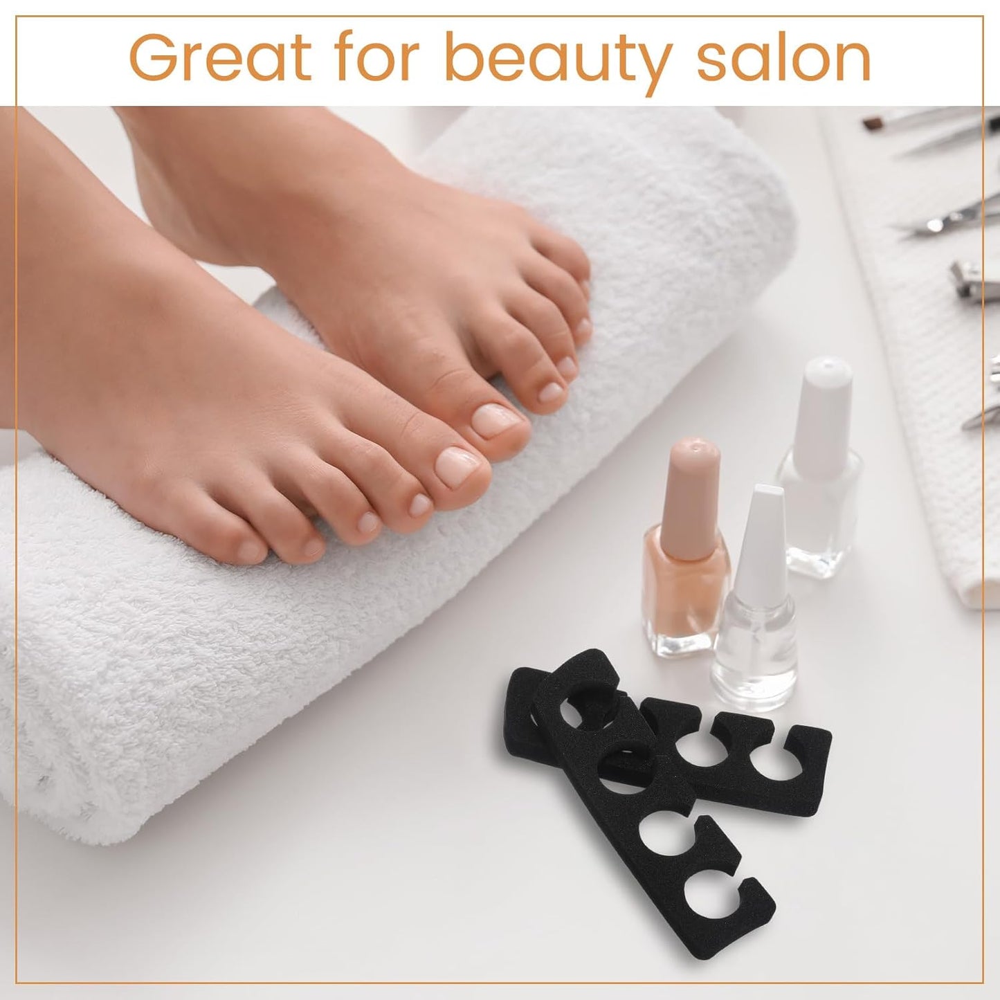 300 Pcs Toe Separators for Nail Polish Bulk Toe Separator Pedicure Correct Foot for Men Women Nail Polish Comfy Soft Pedicure Supplies (Black)-FemmiqueWomen