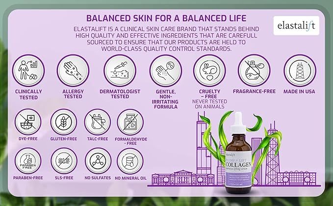 Elastalift Collagen Serum For Face + Collagen Body Cream & Face Moisturizer 2pc Skin Care Bundle| Collagen Face Serum + Body Lotion For Skin Tightening To Lift, Plump, & Firm Sagging Skin, 2PC Set-FemmiqueWomen