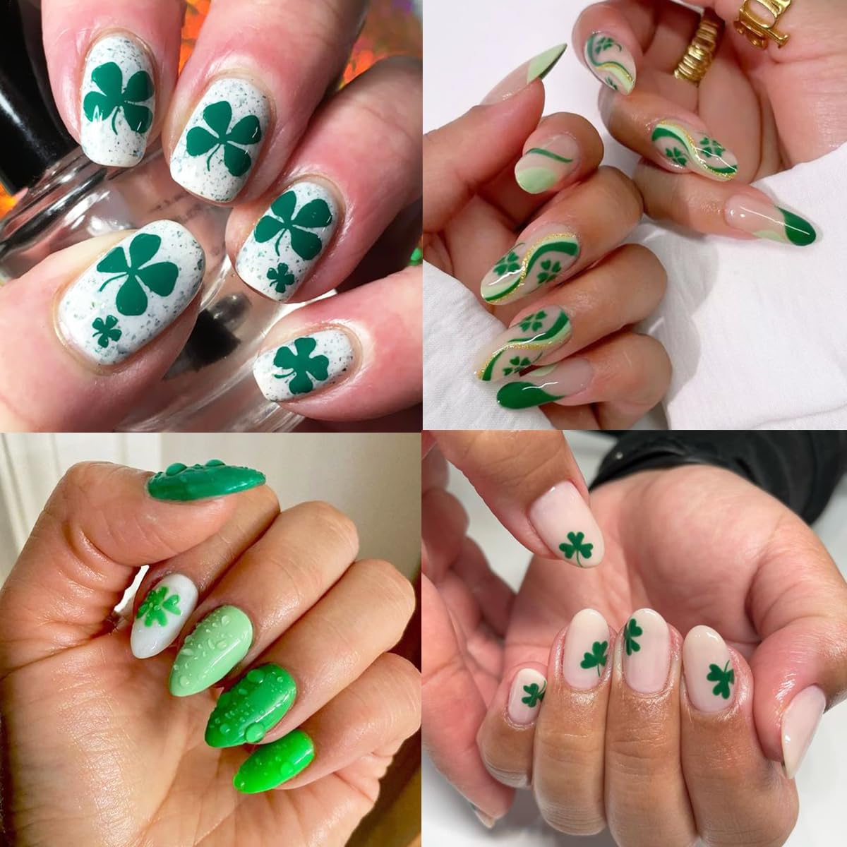 10 Pcs St. Patrick's Day Nail Art Stickers Luck of The Irish Nail Decals Shamrock Nail Stickers Green Spring Foil Decals Clover Nail Art Design Saint Patrick's Day Nail Decoration Supplies for Women-FemmiqueWomen