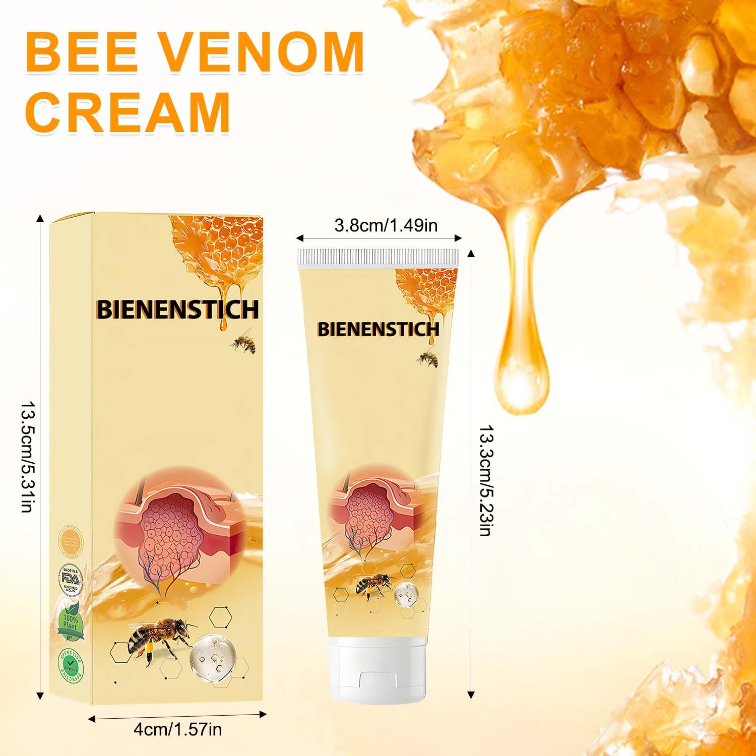 Bee Venom Cream, Professional Bee Venom Cream for All Parts of Neck, Waist, Back, Hands, Feet, and Legs(2Pcs)-FemmiqueWomen