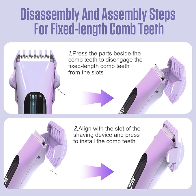 2 in 1 Bikini Trimmer for Women Dual Head Electric Shaver with LED Display,IPX7 Waterproof Wet & Dry, Painless Shaver for Underarm Leg Arm Body Face Private Area Purple-FemmiqueWomen