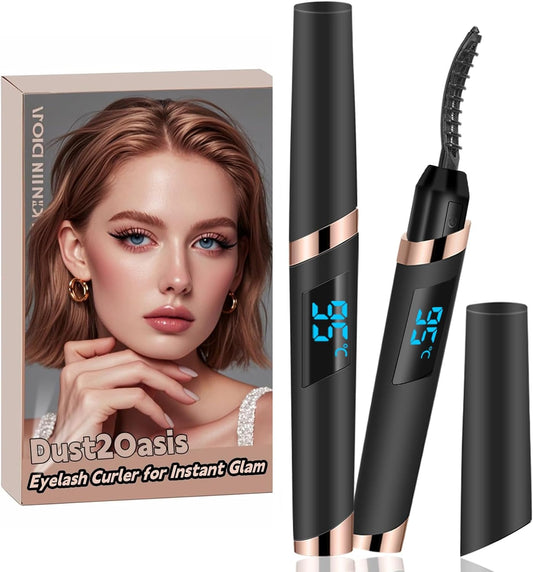 Heated Eyelash Curler, Electric Eyelash Curler, Rechargeable Lash Curler for Makeup Natural Curling Eye Lashes and 24 Hours Long Lasting - Black 2025 Updated New Model-FemmiqueWomen