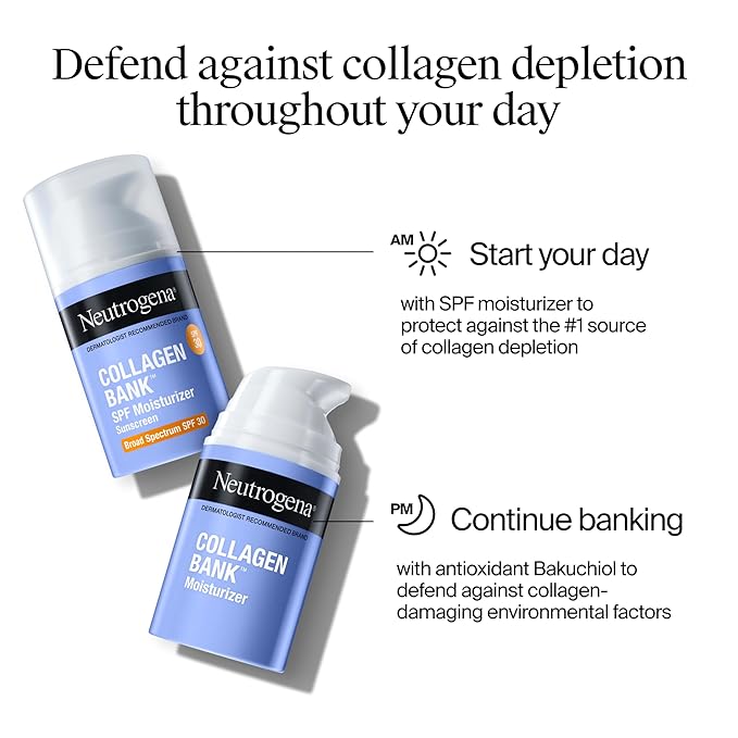 Neutrogena Collagen Bank Face Moisturizer with SPF 30 Sunscreen, Larger Size Anti-Aging Face & Neck Collagen Cream, Micro-Peptide, Support & Defend Skin’s Natural Collagen, 2.7 fl oz-FemmiqueWomen