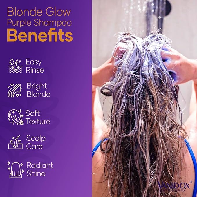 Sulfate Free Brass Toning Purple Shampoo for Blondes, Brown Highlighted, or Bleached Hair, Infused with Purple Rice Extract, Hyaluronic Acid, Vitamin E, and Chamomile Extract (16 fl oz)-FemmiqueWomen