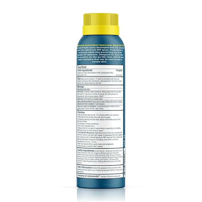 Oars + Alps Hydrating SPF 30 Sunscreen Spray, Naturally Derived Skin Care Infused with Vitamin C and Antioxidants, Water and Sweat Resistant, 6 Oz, 1 Pack-FemmiqueWomen