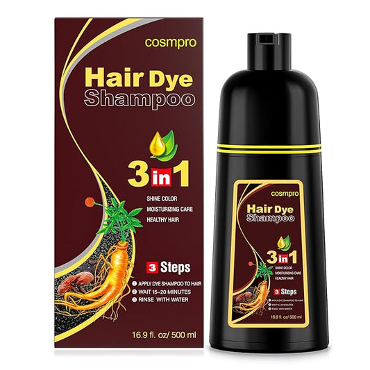 Dark Brown Hair Dye Shampoo 3 in 1 for Gray Coverage for Women Instant Natural Hair Color Shampoo Semi Permanent 500ML - Champu Para Canas Mujer-FemmiqueWomen