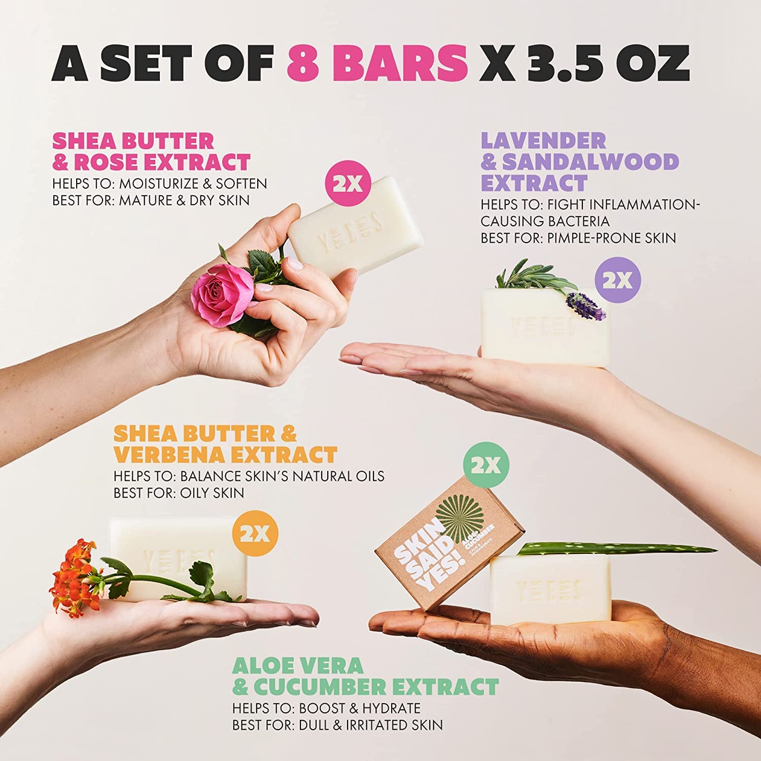 Organic Soaps Bars (Set of 8) - Shea Butter, Olive Oil, Lavander, Sandalwood, Aloe Vera & Cucumber Extract-All Natural & Vegan Bar Soap,Jabones Artesanales Naturales (Original Packaging)-FemmiqueWomen